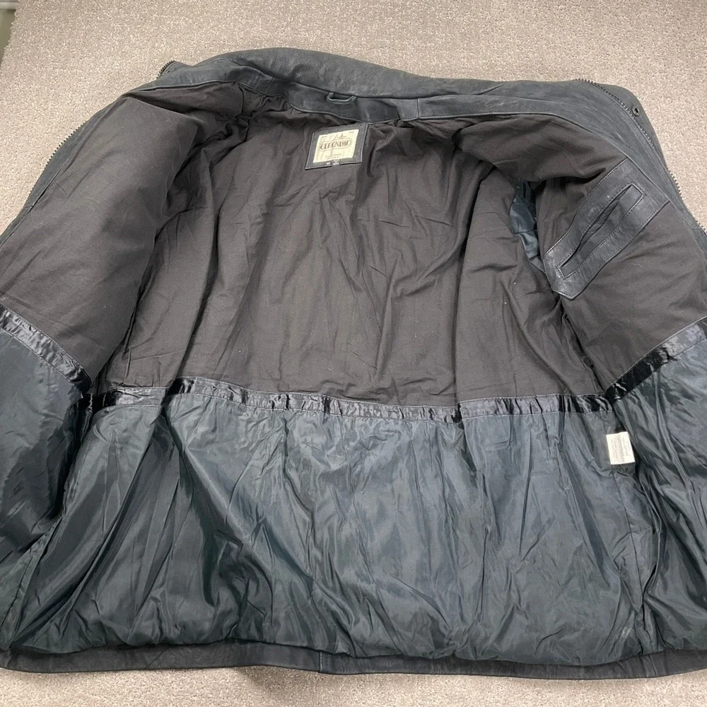Geronimo Leather Jacket Mens 4X Gray/Black‎ Zip Heavy Utility Pocket Chore Coat